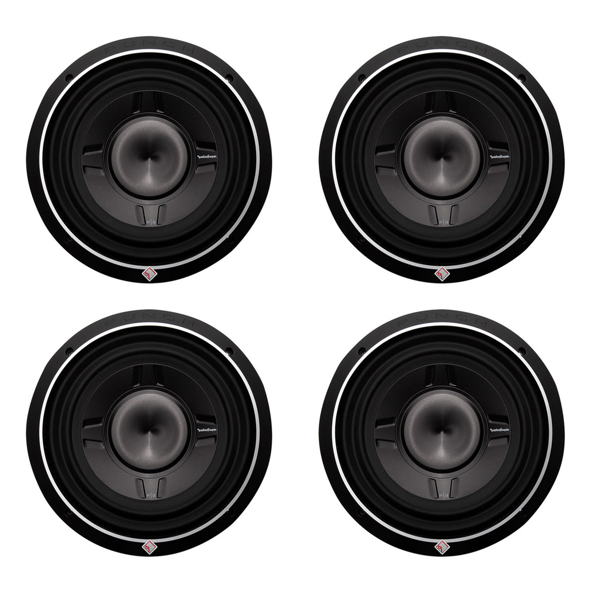 Rockford Fosgate 10 Inch 600 Watt 2 Ohm Car Audio Shallow DVC Subwoofer (4 Pack)