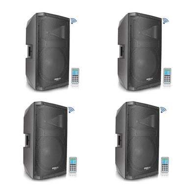 Pyle 1400W Heavy Duty Outdoor Two-Way Bluetooth PA Loud Speaker Set (4 Pack)