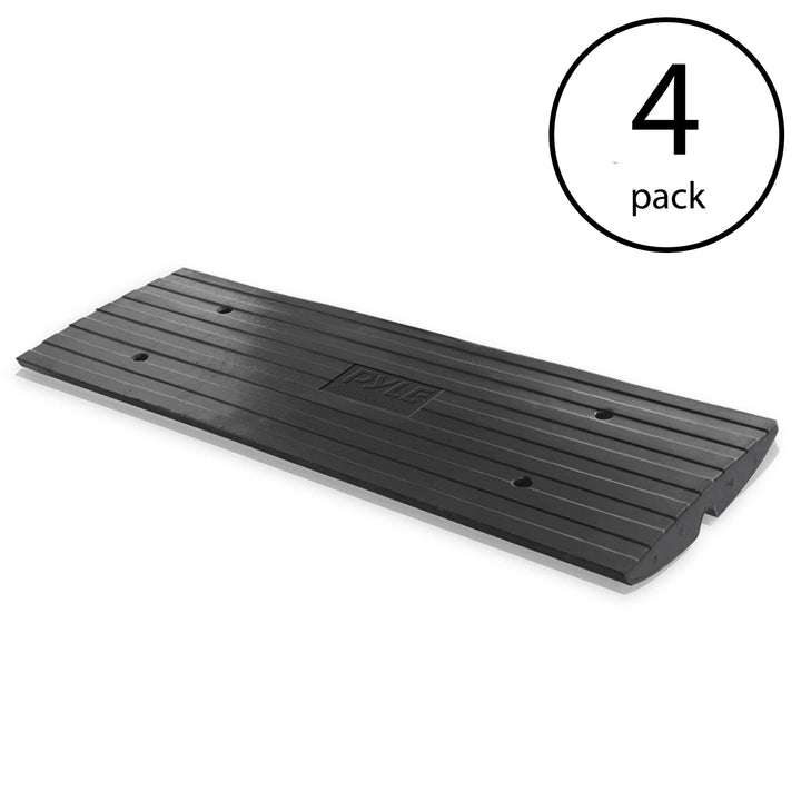 Pyle Car/Truck Rubber Curbside Driveway Ramp Threshold Bridge Track (4 Pack)