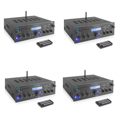Pyle Compact 200 Watt Bluetooth Home Stereo Amplifier Receiver System (4 Pack)