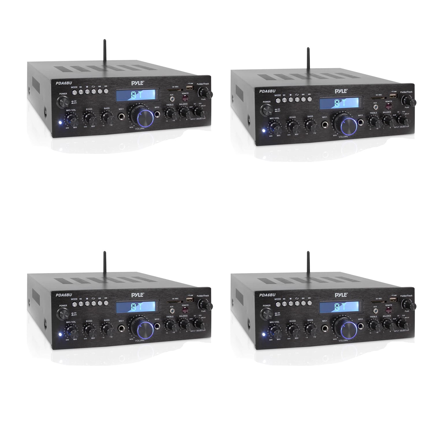 Pyle Compact 200 Watt Bluetooth Home Stereo Amplifier Receiver System (4 Pack)
