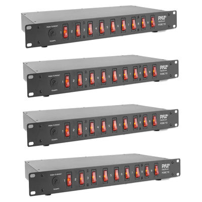 Pyle PDBC70 15 Amp Rack Mountable 9 Outlet Power Strip Surge Protector (4 Pack)