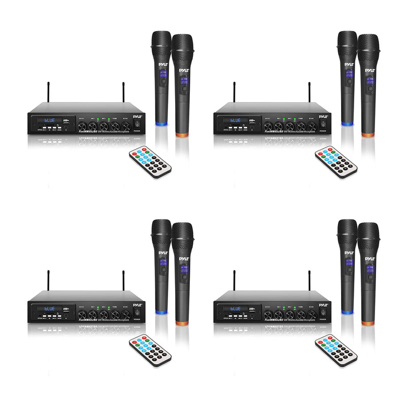 Pyle Bluetooth UHF Wireless Microphone System with 2 Handheld Mics (4 Pack)