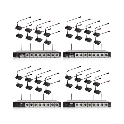 Pyle 4 x PDWM8300 VHF 8 Channel Wireless Desktop Microphones & Receiver (4 Pack) - VMInnovations