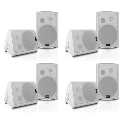Pyle PDWR61BTWT Bluetooth Indoor Outdoor 6.5 Inch Speaker System, White (8 Pack)