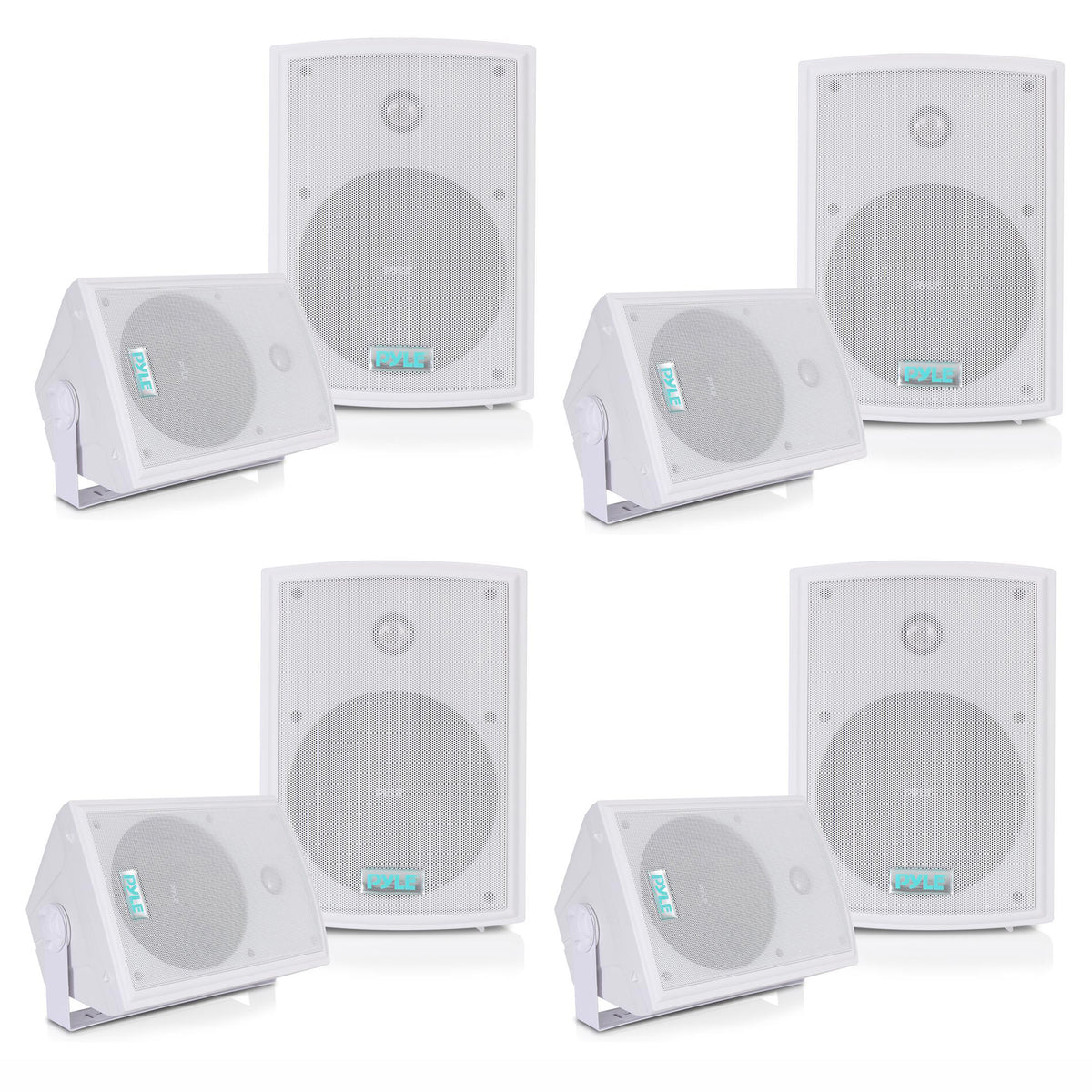 Pyle PDWR63 Waterproof Indoor Outdoor 350W Speaker System, White (8 Speakers)