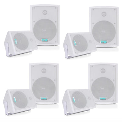 Pyle PDWR63 Waterproof Indoor Outdoor 350W Speaker System, White (8 Speakers) - VMInnovations