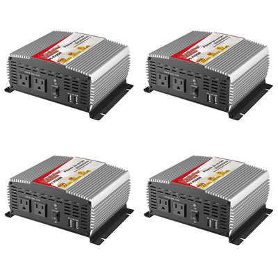 AudioPipe Pipemans 1500W Max DC Plug USB 12V Car Audio Power Inverter (4 Pack)