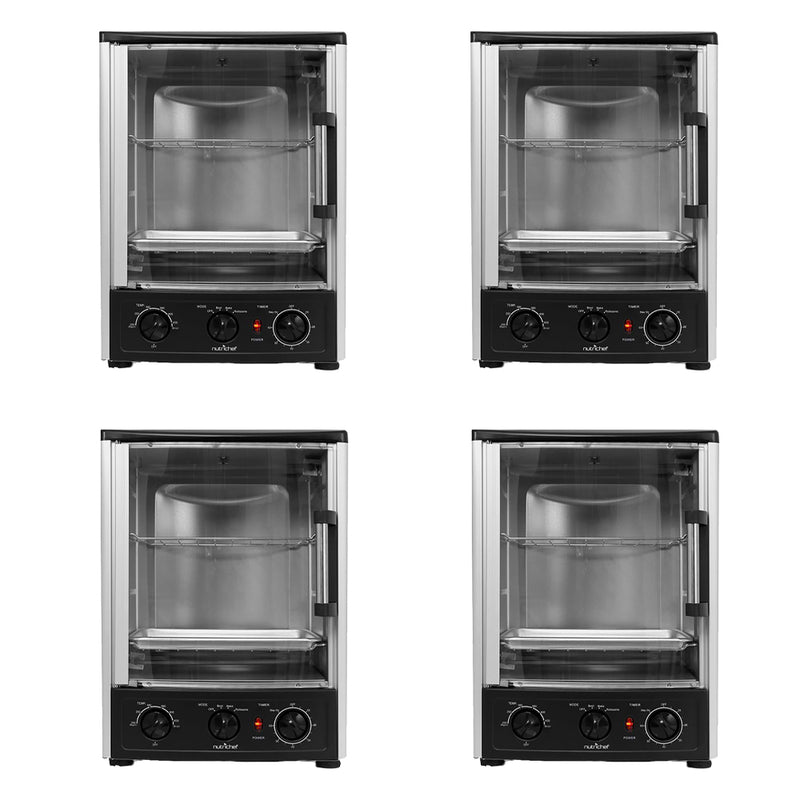 NutriChef PKRT97 Kitchen Rotisserie Toaster Oven Cooker w/ Rack & Pan (4 Pack)