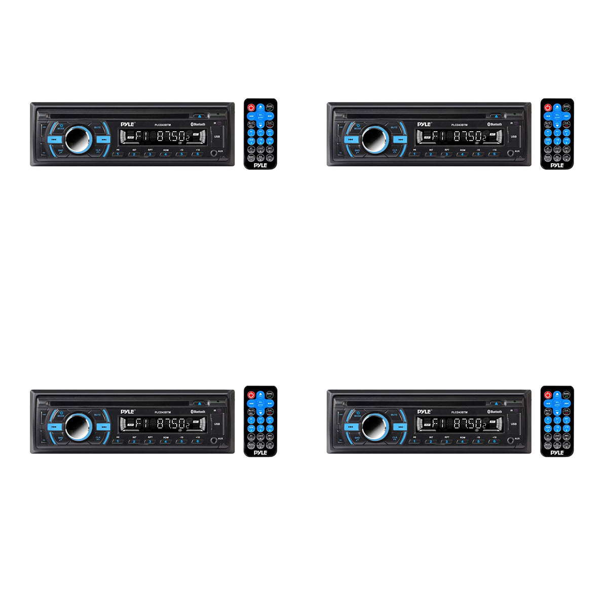 Pyle Marine Bluetooth Stereo Receiver & CD Player with Remote, Black (4 Pack)