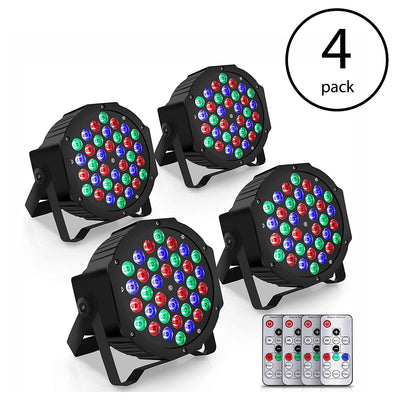 Pyle PLDJLT44 DJ Party Light Kit with 36 LED RGB and Remote Control (8 Pack)