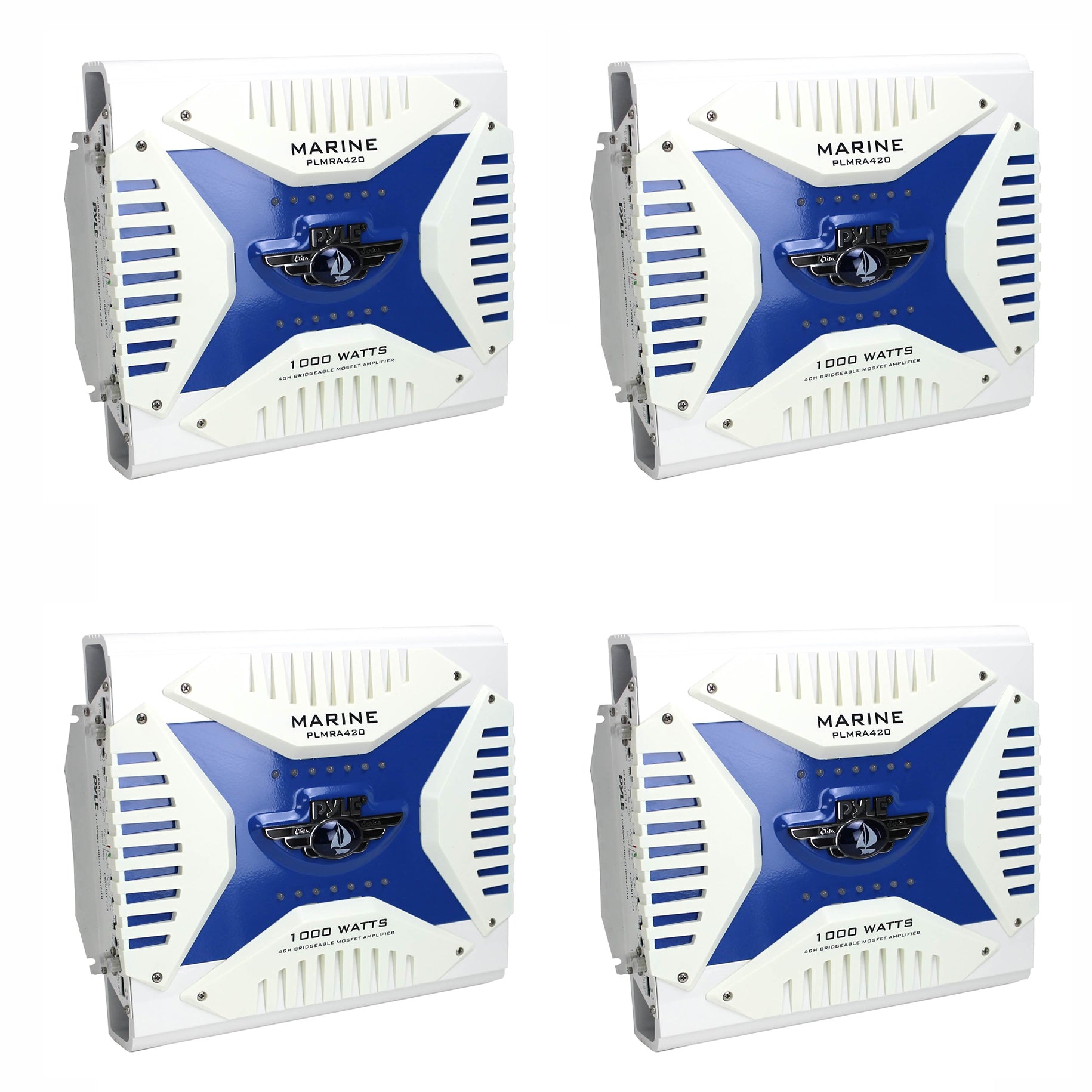 Pyle PLMRA420 1000 Watt 4 Channel Marine Power Audio Mosfet Amplifier (4 Pack)