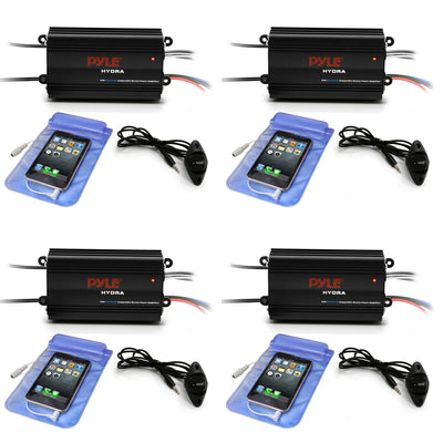 Pyle Waterproof Bluetooth 800 W 4 Channel Marine Power Audio Amplifier (4 Pack)