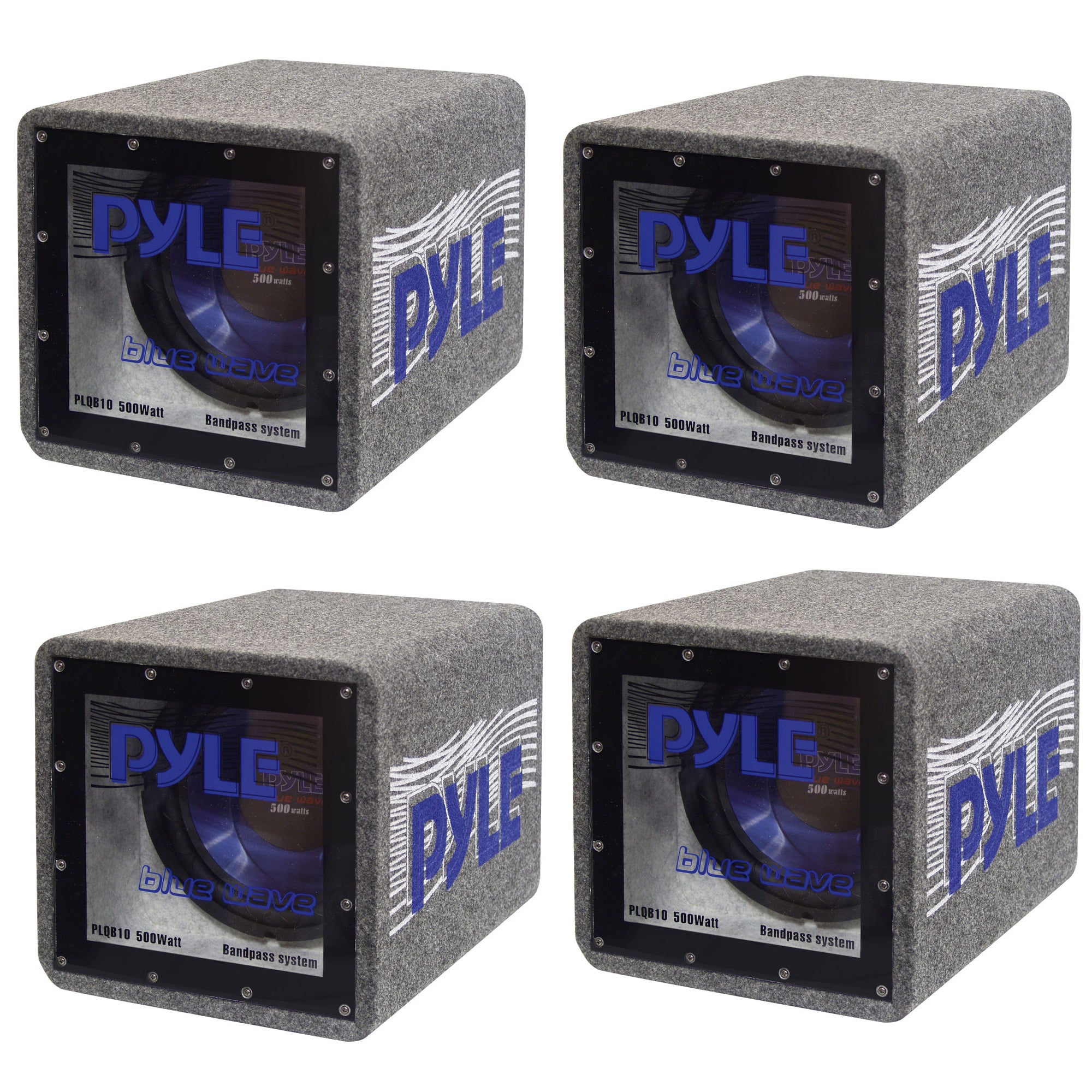 Pyle PLQB10 500W  Car Audio Speaker Subwoofer Bandpass Enclosure System (4 Pack)