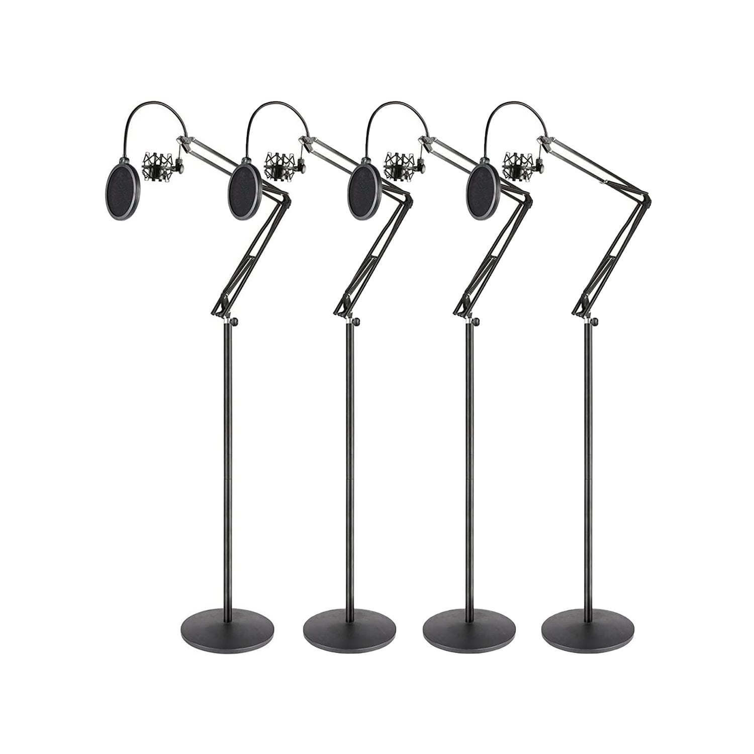 Pyle PMKSH28 Microphone Boom Suspension Scissor Spring Arm Floor Stand (4 Pack)