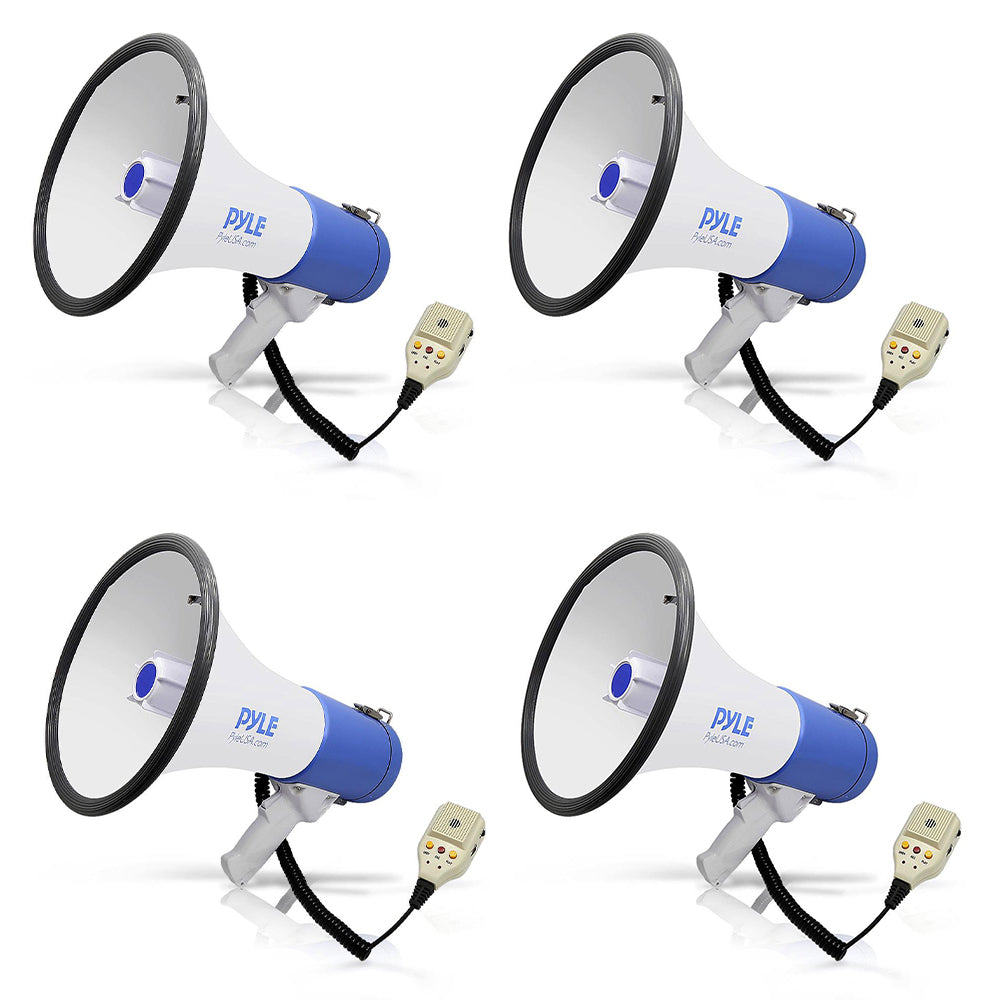 PylePro PMP59IR 50 Watt Portable Bullhorn Sound Megaphone Speaker, Blue (4 Pack)