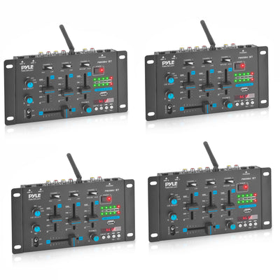 Pyle PMX8BU 3 Channel Bluetooth DJ Sound Board Mixer with Mic Talkover (4 Pack) - VMInnovations