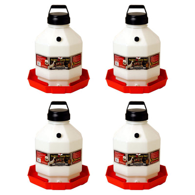 Little Giant PPF5 5 Gallon Automatic Poultry Waterer for Chickens, Red (4 Pack) - VMInnovations