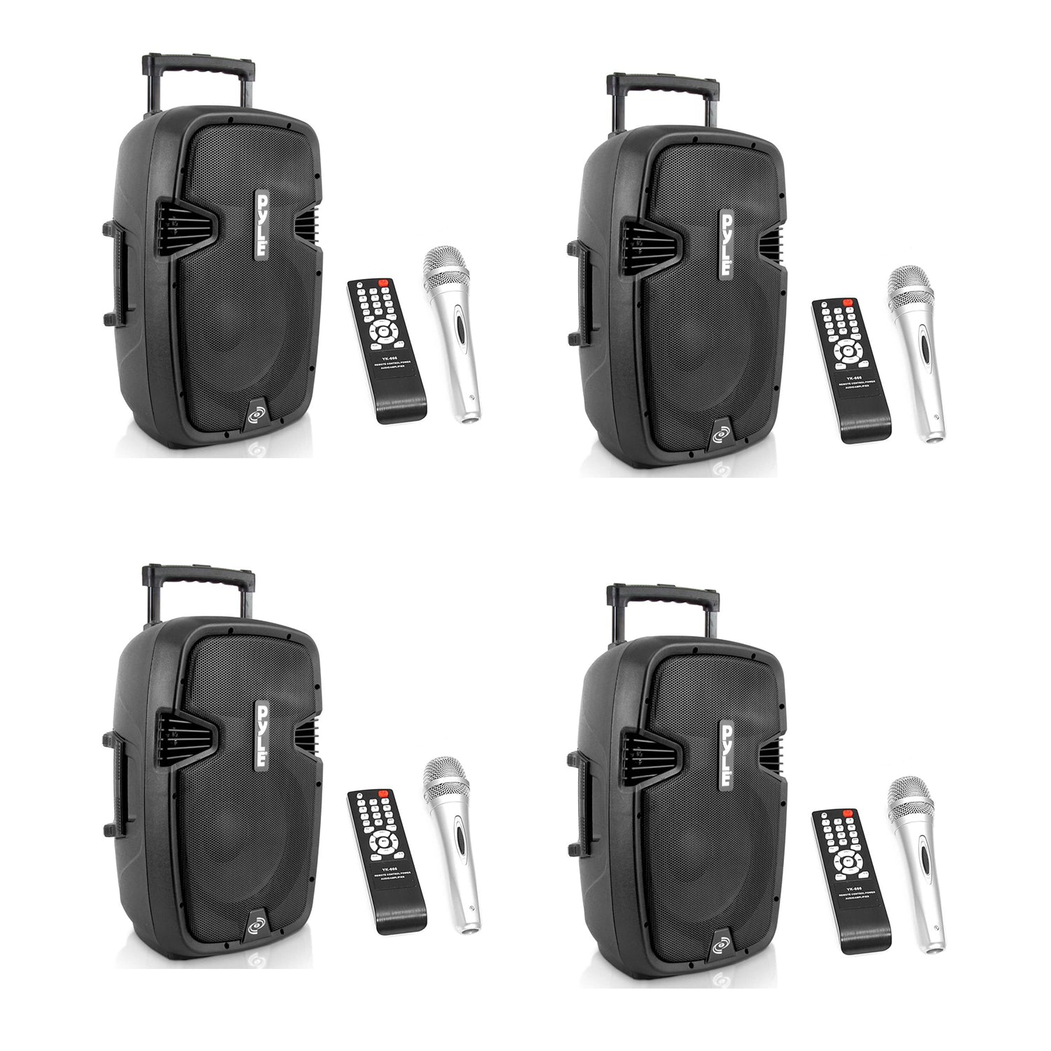 Pyle Pro 1000 Watt Portable Bluetooth PA Speaker System with Microphone (4 Pack)