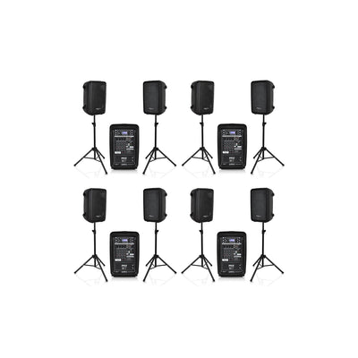 Pyle 4 x PPHP28AMX 8 Inch Bluetooth PA Loud Speaker and 8 Channel Mixer (4 Pack)