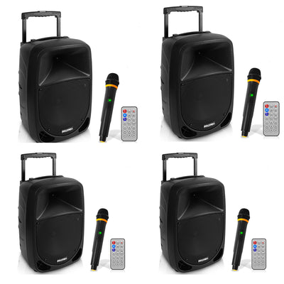 Pyle Bluetooth Portable Stereo Karaoke Speaker with Wireless Microphone (4 Pack) - VMInnovations