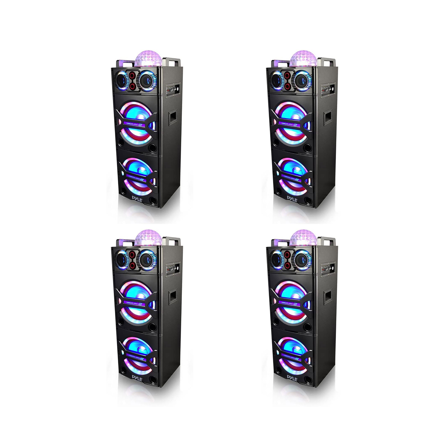 Pyle 4 x PSUFM1043BT Portable Bluetooth Speaker System with LED Lights (4 Pack) - VMInnovations