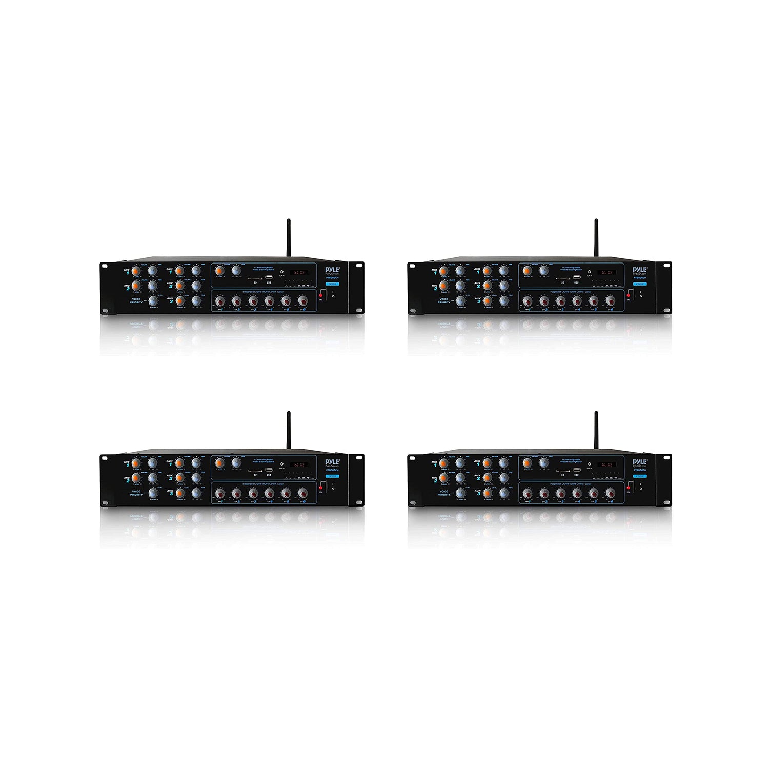 Pyle PT6000CH Bluetooth Home Audio 4200 Watt 6 Channel Stereo Receiver (4 Pack)