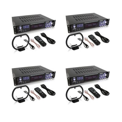 Pyle 4 Channel 1000 Watts AM/FM Tuner Hybrid Amplifier with 70V Output (4 Pack)