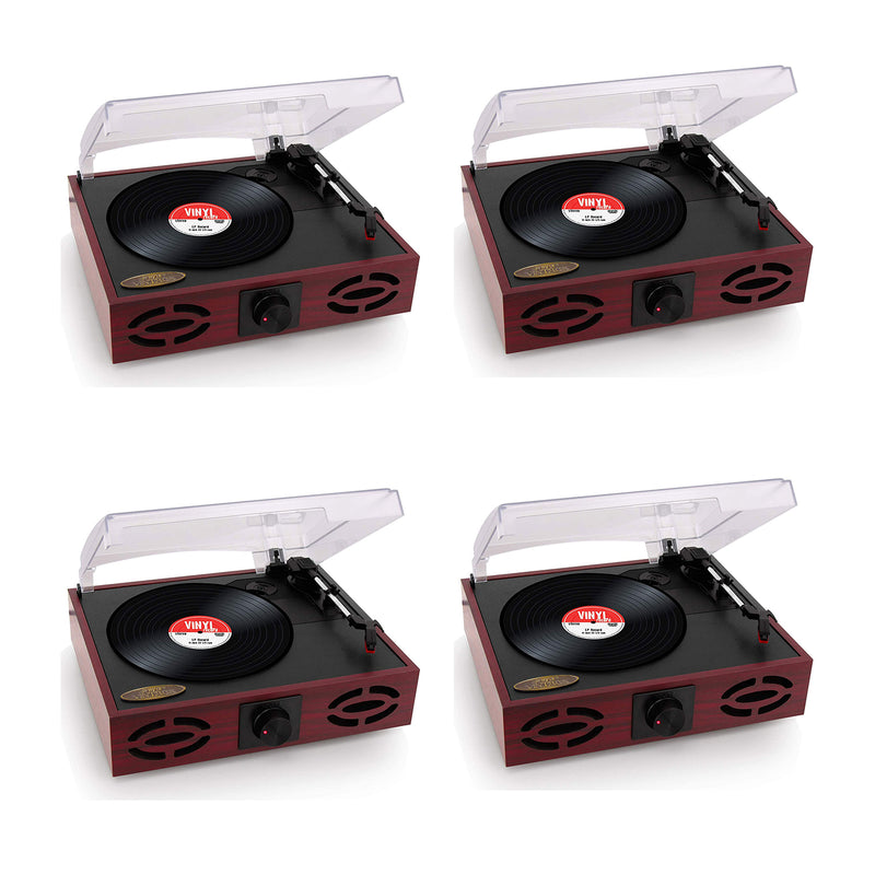 Pyle 3 Speed Vintage Classic Record Player with Vinyl to MP3 Recording (4 Pack)