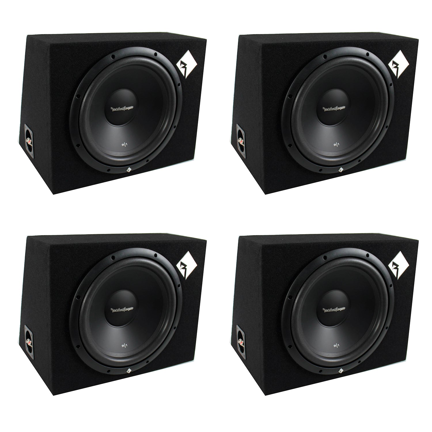 Rockford Fosgate 12-inch 400 Watt Loaded Car Subwoofer Sub Enclosure (4 Pack)