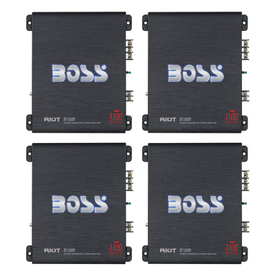 Boss Audio Riot 1100-Watt Monoblock MOSFET Class A/B Amplifier & Remote (4 Pack)