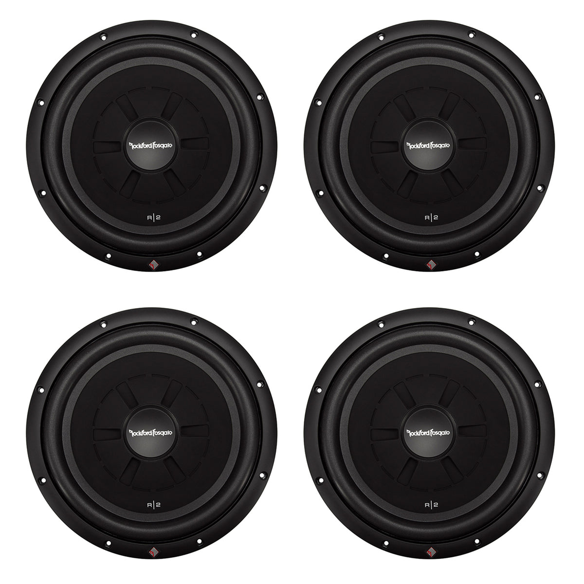 Rockford Fosgate 12 Inch 500 Watt Shallow Mount Slim Car Subwoofer (4 Pack)