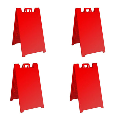 Plasticade Signicade A Frame Plain Portable Folding Sidewalk Sign, Red (4 Pack)