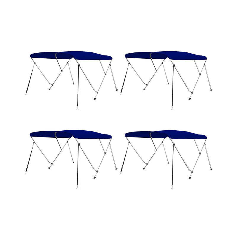 SereneLife 67 to 72 Inch Bimini Top Boat Cover with Tubular Frame, Blue (4 Pack)