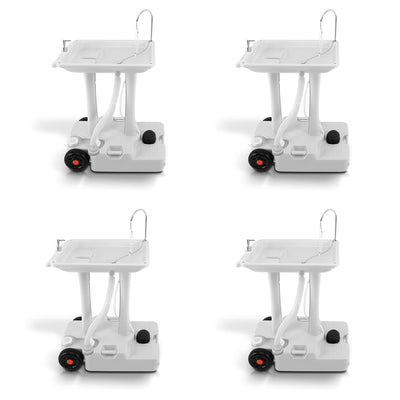 SereneLife Wheeled Mobile Foot Pump Hand Washing Stand Faucet Station (4 Pack)