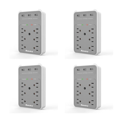 Huntkey Surge Protecting Wall Outlet Extender with AC Plugs & USB Ports (4 Pack)