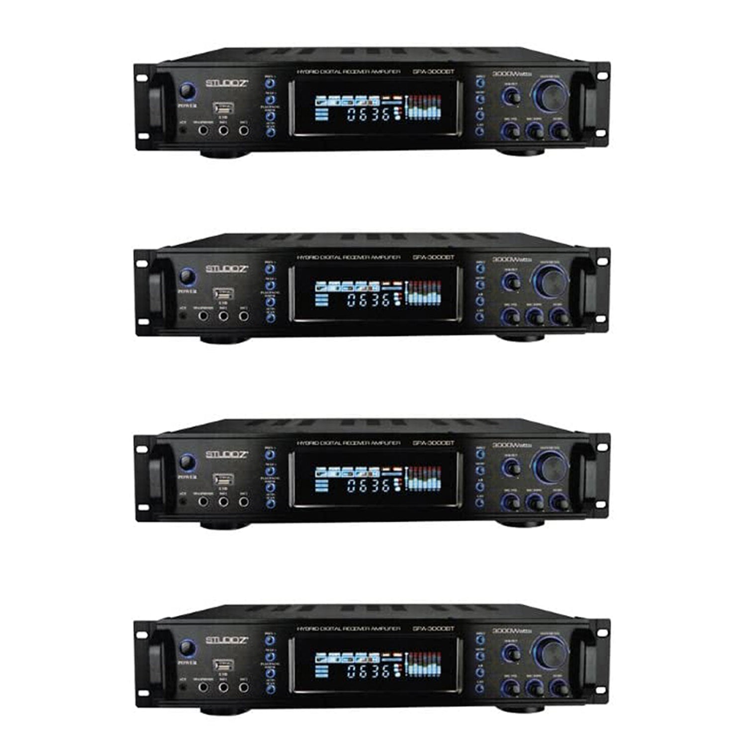 Studio Z Digital Home Audio Hybrid Radio Receiver 2 Channel Amplifier (4 Pack)