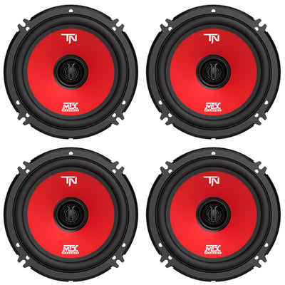 MTX Terminator6 45W RMS 2 Way Polypropylene Coaxial Car Speakers, Pair (4 Pack)
