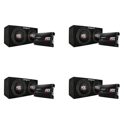 MTX TNP212D2 12" 1200W Dual Loaded Car Subwoofer w/ Sub Box & Amplifier (4 Pack)
