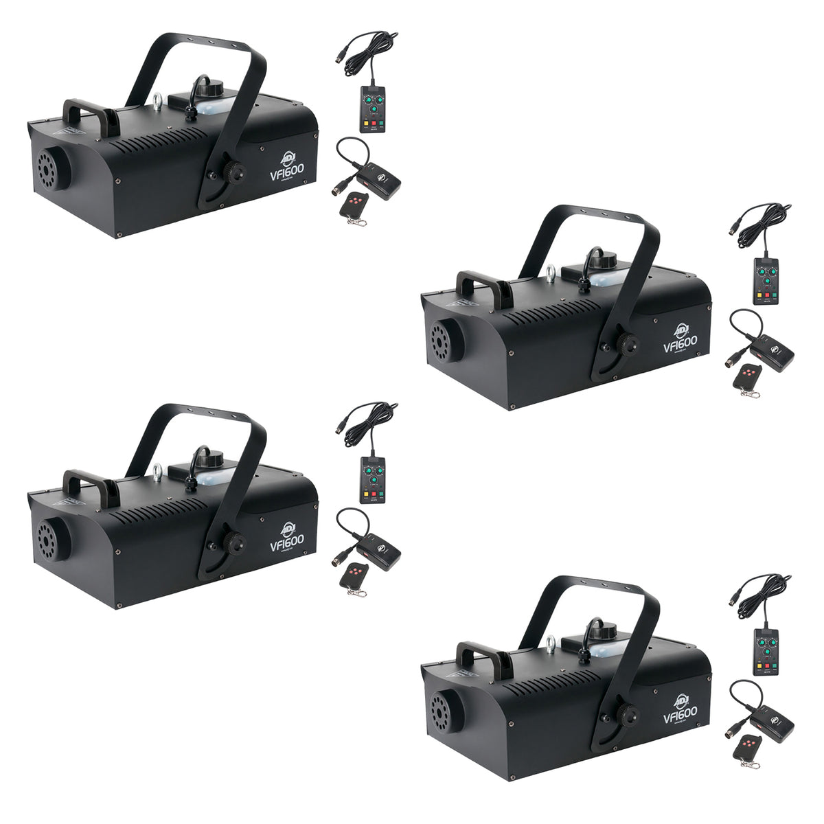 ADJ VF1600 1500 Watt Mobile DMX Fog Machine w/ 2.3L Fluid Tank & Remote (4 Pack)
