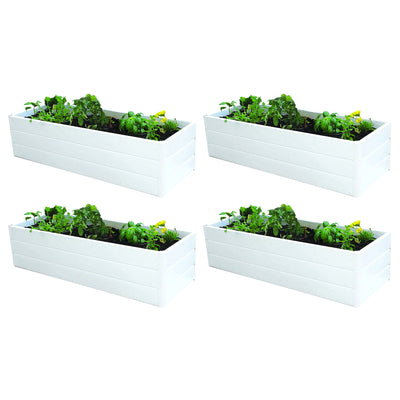 NuVue 26005 44 Inch Raised PVC Garden Planter Terrace Deck Box, White (4 Pack)