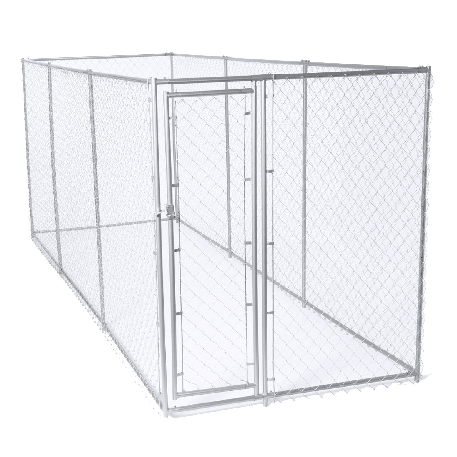Lucky Dog 10' x 10' Chain Link Dog Kennel (2 Pack) & Waterproof Roof (2 Pack) - VMInnovations