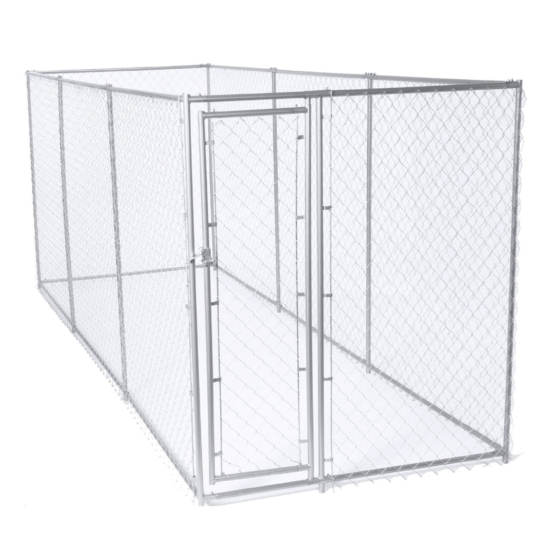 Lucky Dog 10' x 10' Chain Link Dog Kennel (2 Pack) & Waterproof Roof Cover