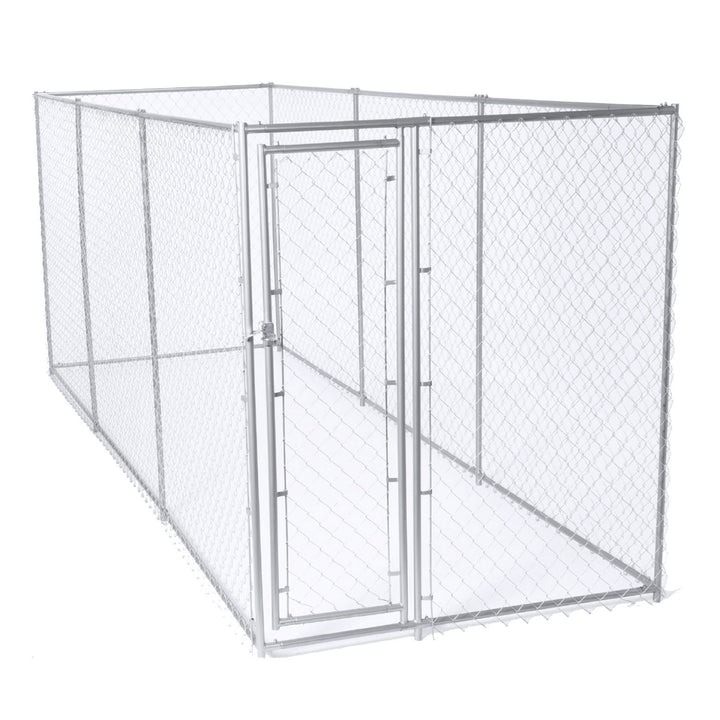 Lucky Dog 10' x 10' Chain Link Dog Kennel (2 Pack) & Waterproof Roof Cover