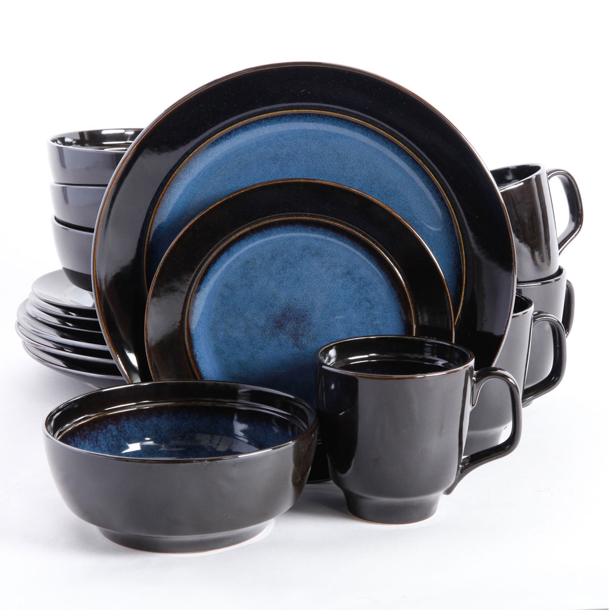 Gibson Elite Bella Galleria 16 Pc Dinnerware with Plates, Bowls, & Mugs (2 Pack)