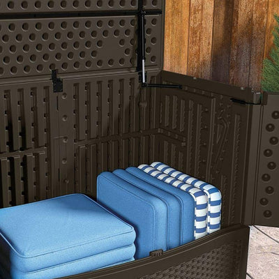 Suncast 195 Gallon Patio Storage &Entertaining Station w/ 33 Gal. Garbage Can - VMInnovations