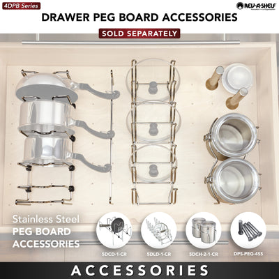 Rev-A-Shelf 30x21" Trimmable Pegboard Drawer Organizer with 12 Pegs, 4DPS-3021