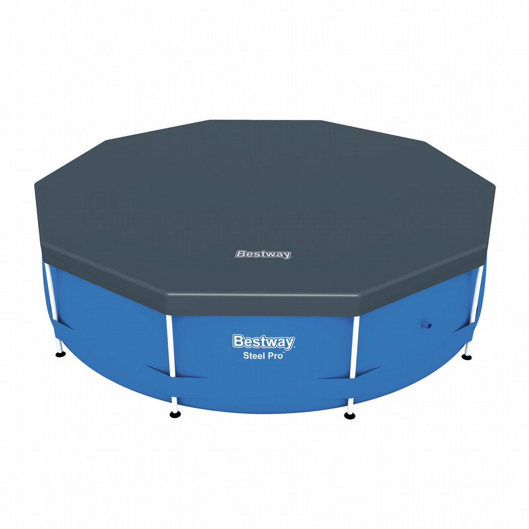 Bestway Round PVC 10 Foot Pool Cover for Above Ground Pro Frame Pools (2 Pack)