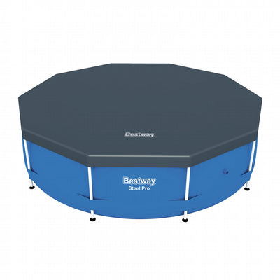 Bestway Round PVC 10 Foot Pool Cover for Above Ground Pro Frame Pools (2 Pack) - VMInnovations