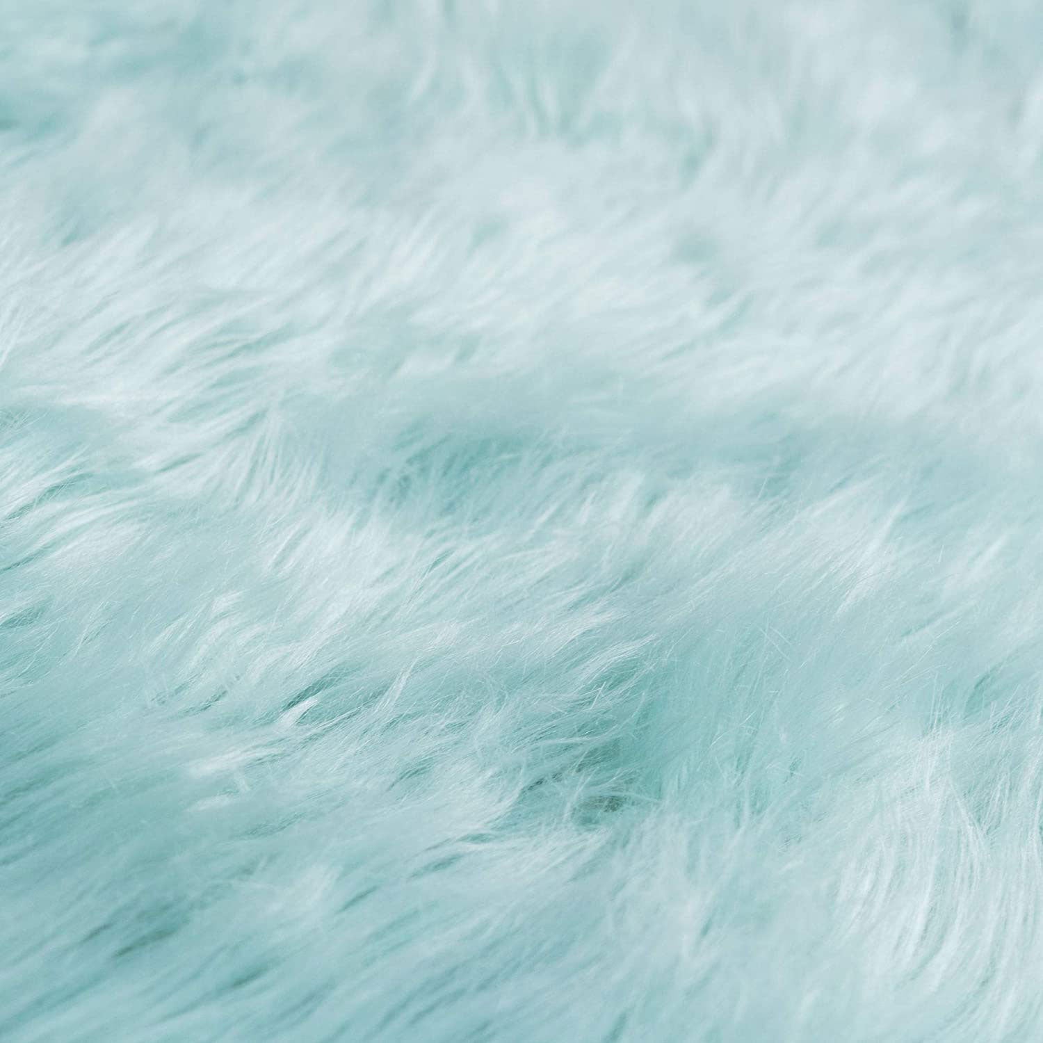 Super Area Rugs Round 3 Foot Plush Soft Faux Fake Sheepskin Fur Shag Rug, Teal (Refurbished)